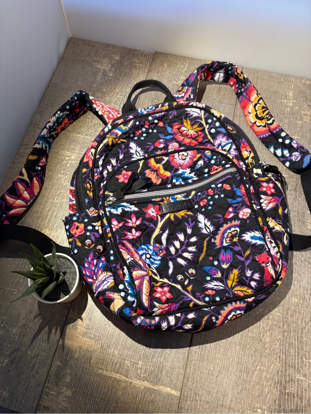 Vera Bradley “Foxwoods” Quilted Backpack with Multicolor Floral Print